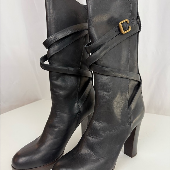 New Chloe Silverado Black Leather High-Heel Women’s Boots Size 8 - Picture 5 of 8